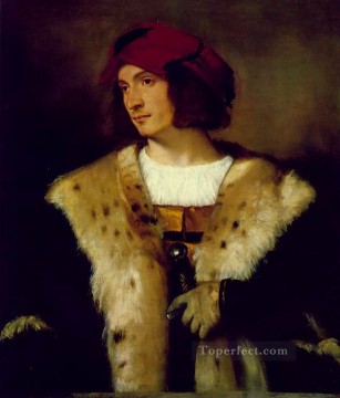  Tiziano Canvas - Portrait of a Man in a Red Cap Tiziano Titian